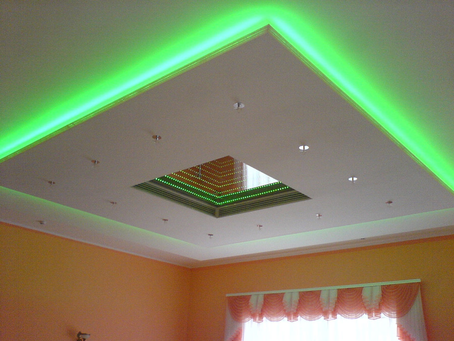 освещение потолка светодиодными лентами